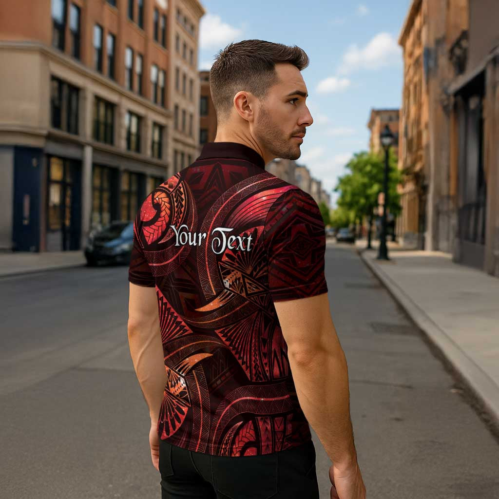 Personalised Polynesia Zodiac Scorpio Zipper Polo Shirt Galaxy Polynesian Pattern Chest Tattoo Style LT14 - Polynesian Pride
