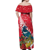 New Zealand Christmas In July Off Shoulder Maxi Dress Tui Bird With Kowhai Meri Kirihimete
