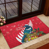 New Zealand Christmas In July Rubber Doormat Tui Bird With Kowhai Meri Kirihimete