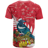 New Zealand Christmas In July T Shirt Tui Bird With Kowhai Meri Kirihimete