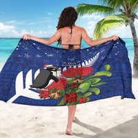 New Zealand Christmas In July Sarong Fiordland Penguin With Pohutukawa Flower