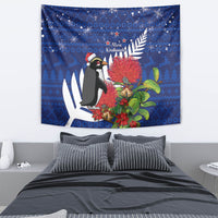 New Zealand Christmas In July Tapestry Fiordland Penguin With Pohutukawa Flower