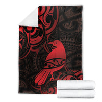 New Zealand Tui Bird Blanket Aotearoa Maori Pattern - Red