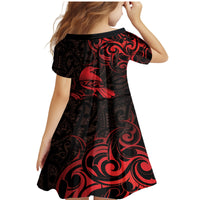 New Zealand Tui Bird Family Matching Mermaid Dress and Hawaiian Shirt Aotearoa Maori Pattern - Red