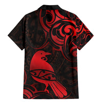 New Zealand Tui Bird Family Matching Mermaid Dress and Hawaiian Shirt Aotearoa Maori Pattern - Red
