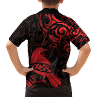New Zealand Tui Bird Hawaiian Shirt Aotearoa Maori Pattern - Red