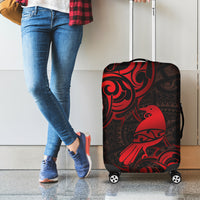 New Zealand Tui Bird Luggage Cover Aotearoa Maori Pattern - Red