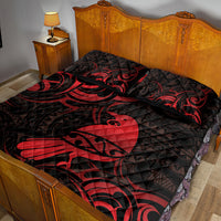 New Zealand Tui Bird Quilt Bed Set Aotearoa Maori Pattern - Red