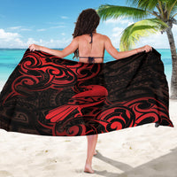New Zealand Tui Bird Sarong Aotearoa Maori Pattern - Red
