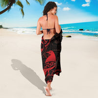 New Zealand Tui Bird Sarong Aotearoa Maori Pattern - Red