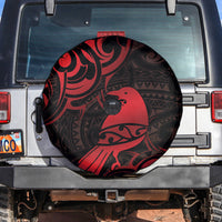 New Zealand Tui Bird Spare Tire Cover Aotearoa Maori Pattern - Red LT14 Red - Polynesian Pride