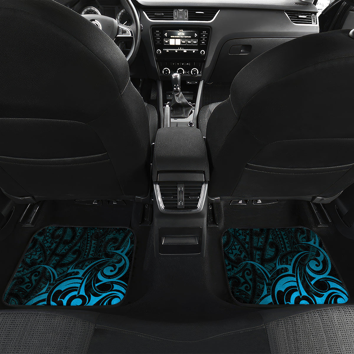 New Zealand Tui Bird Car Mats Aotearoa Maori Pattern - Blue