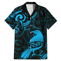 New Zealand Tui Bird Family Matching Mermaid Dress and Hawaiian Shirt Aotearoa Maori Pattern - Blue