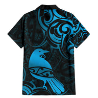 New Zealand Tui Bird Family Matching Mermaid Dress and Hawaiian Shirt Aotearoa Maori Pattern - Blue