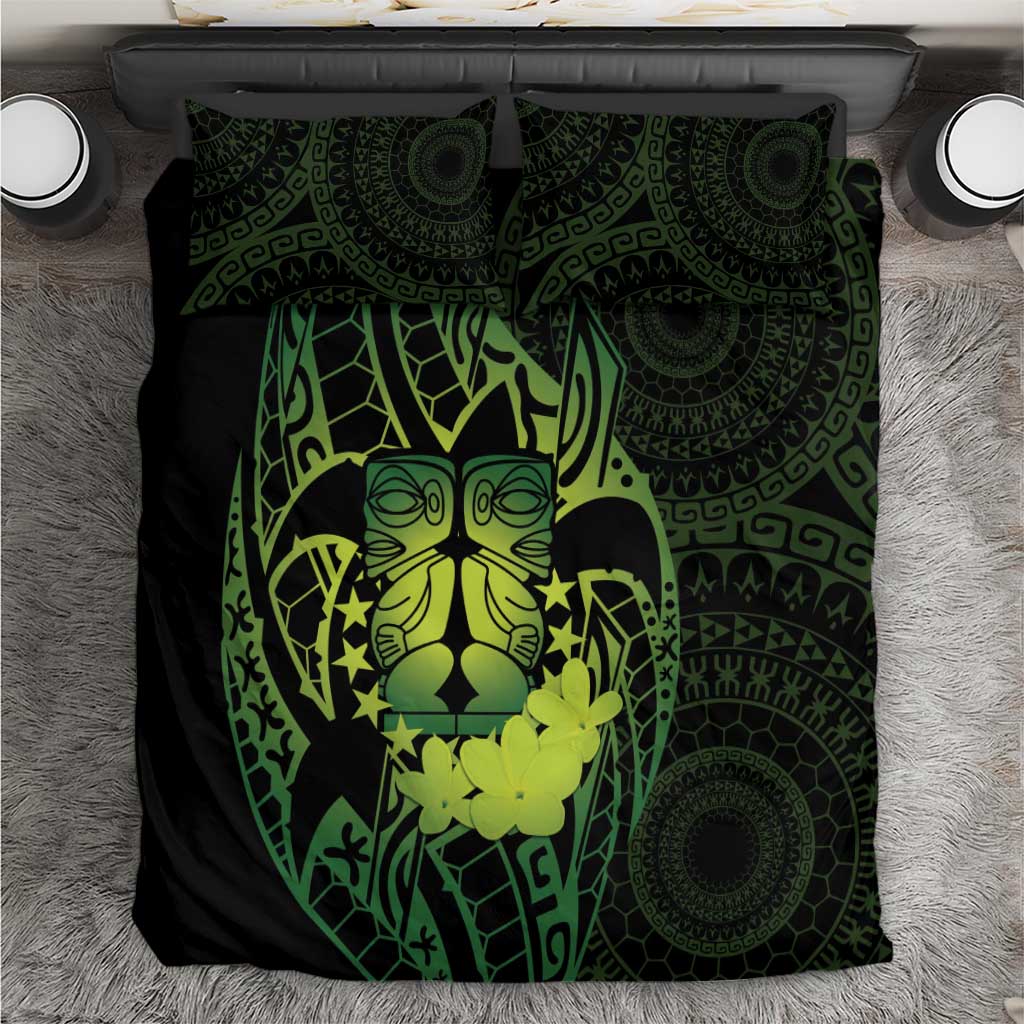 Kia Orana Kuki Airani Bedding Set Cook Islands Tangaroa God Tatau Green