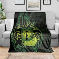 Kia Orana Kuki Airani Blanket Cook Islands Tangaroa God Tatau Green
