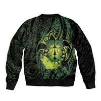 Kia Orana Kuki Airani Bomber Jacket Cook Islands Tangaroa God Tatau Green