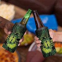 Kia Orana Kuki Airani 4 in 1 Can Cooler Tumbler Cook Islands Tangaroa God Tatau Green