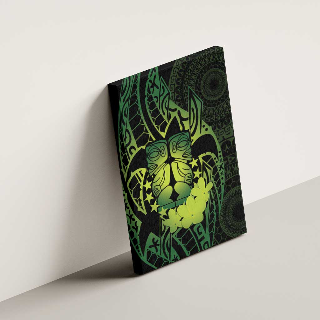 Kia Orana Kuki Airani Canvas Wall Art Cook Islands Tangaroa God Tatau Green