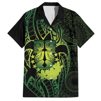 Kia Orana Kuki Airani Family Matching Long Sleeve Bodycon Dress and Hawaiian Shirt Cook Islands Tangaroa God Tatau Green