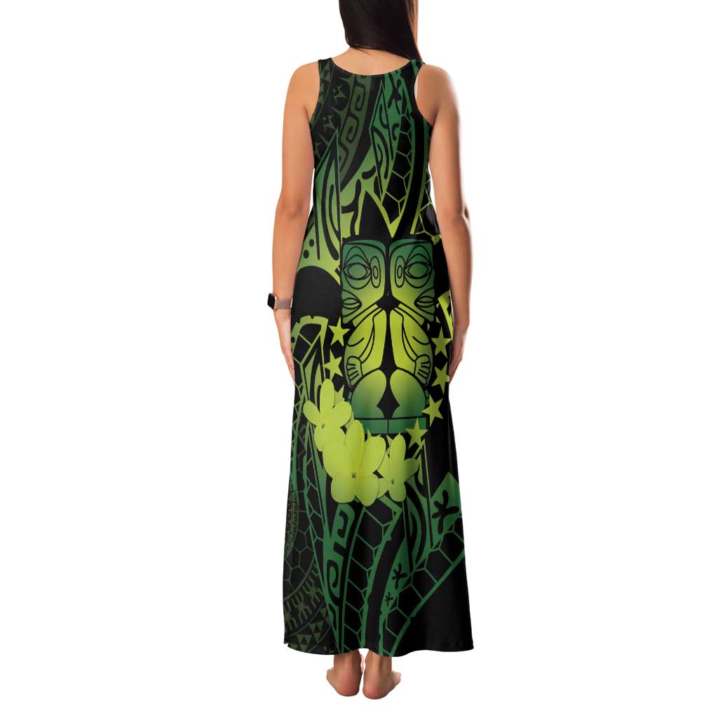 Kia Orana Kuki Airani Family Matching Tank Maxi Dress and Hawaiian Shirt Cook Islands Tangaroa God Tatau Green