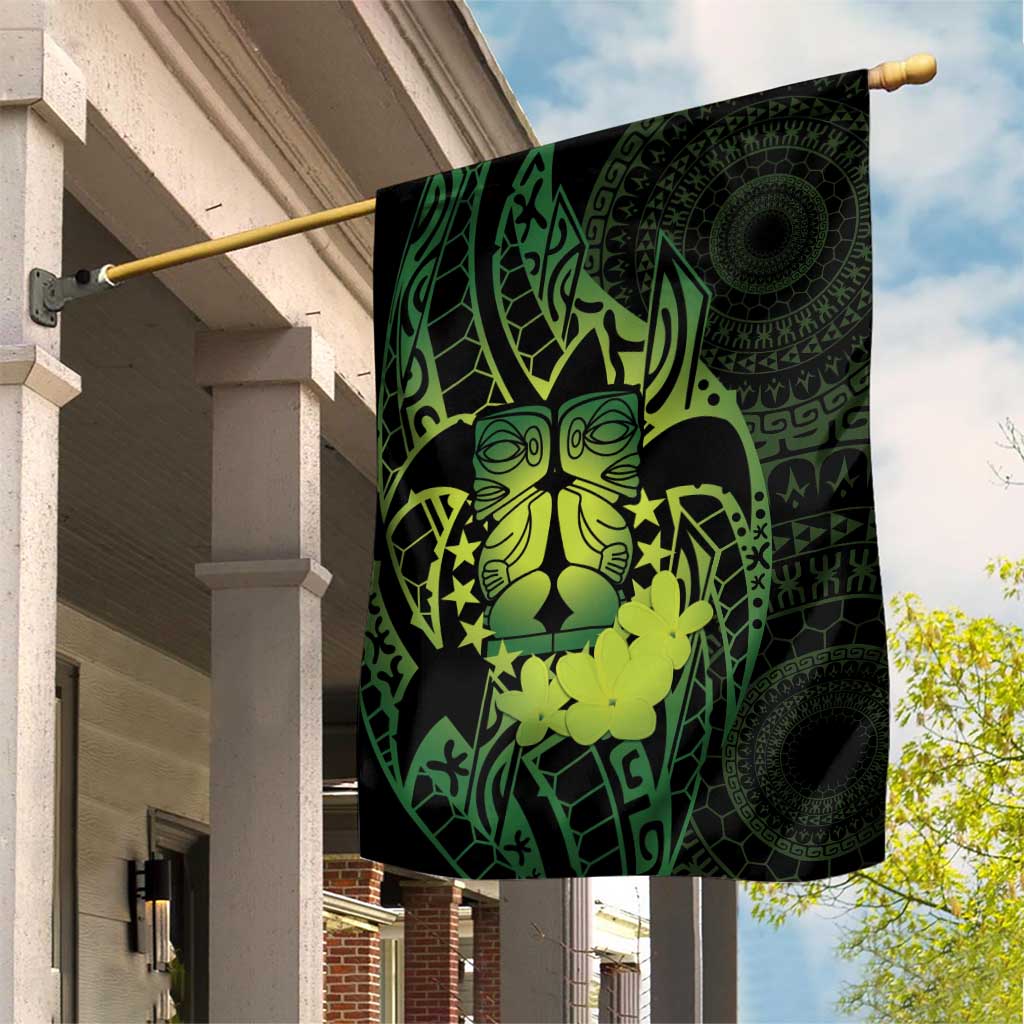 Kia Orana Kuki Airani Garden Flag Cook Islands Tangaroa God Tatau Green