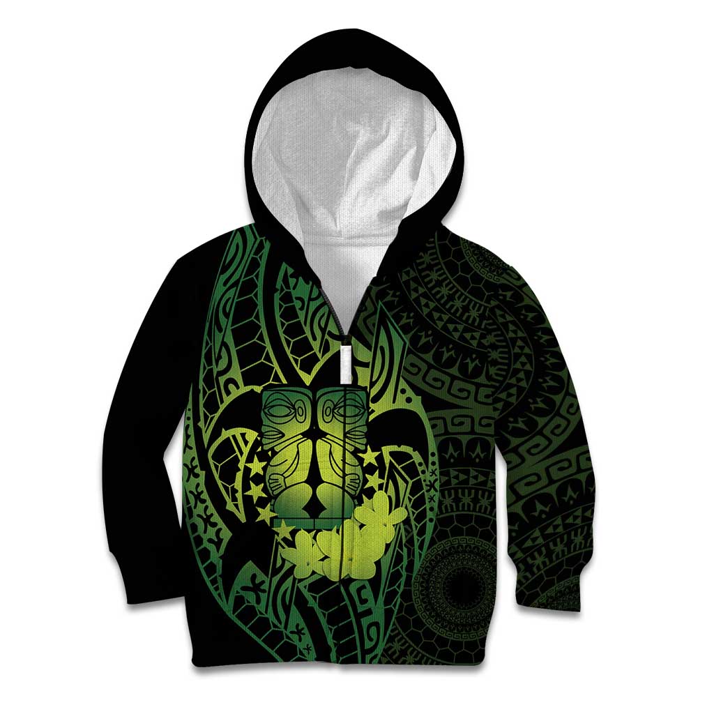 Kia Orana Kuki Airani Kid Hoodie Cook Islands Tangaroa God Tatau Green