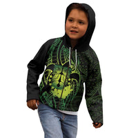 Kia Orana Kuki Airani Kid Hoodie Cook Islands Tangaroa God Tatau Green