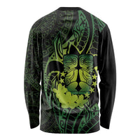 Kia Orana Kuki Airani Long Sleeve Shirt Cook Islands Tangaroa God Tatau Green LT14 - Polynesian Pride