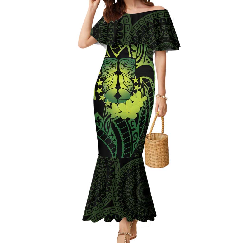 Kia Orana Kuki Airani Mermaid Dress Cook Islands Tangaroa God Tatau Green