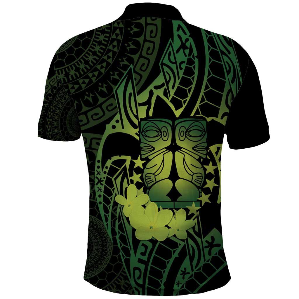 Kia Orana Kuki Airani Polo Shirt Cook Islands Tangaroa God Tatau Green
