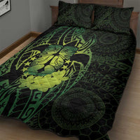 Kia Orana Kuki Airani Quilt Bed Set Cook Islands Tangaroa God Tatau Green