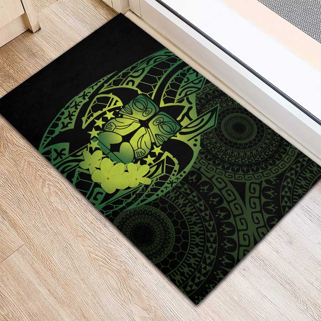 Kia Orana Kuki Airani Rubber Doormat Cook Islands Tangaroa God Tatau Green LT14 - Polynesian Pride