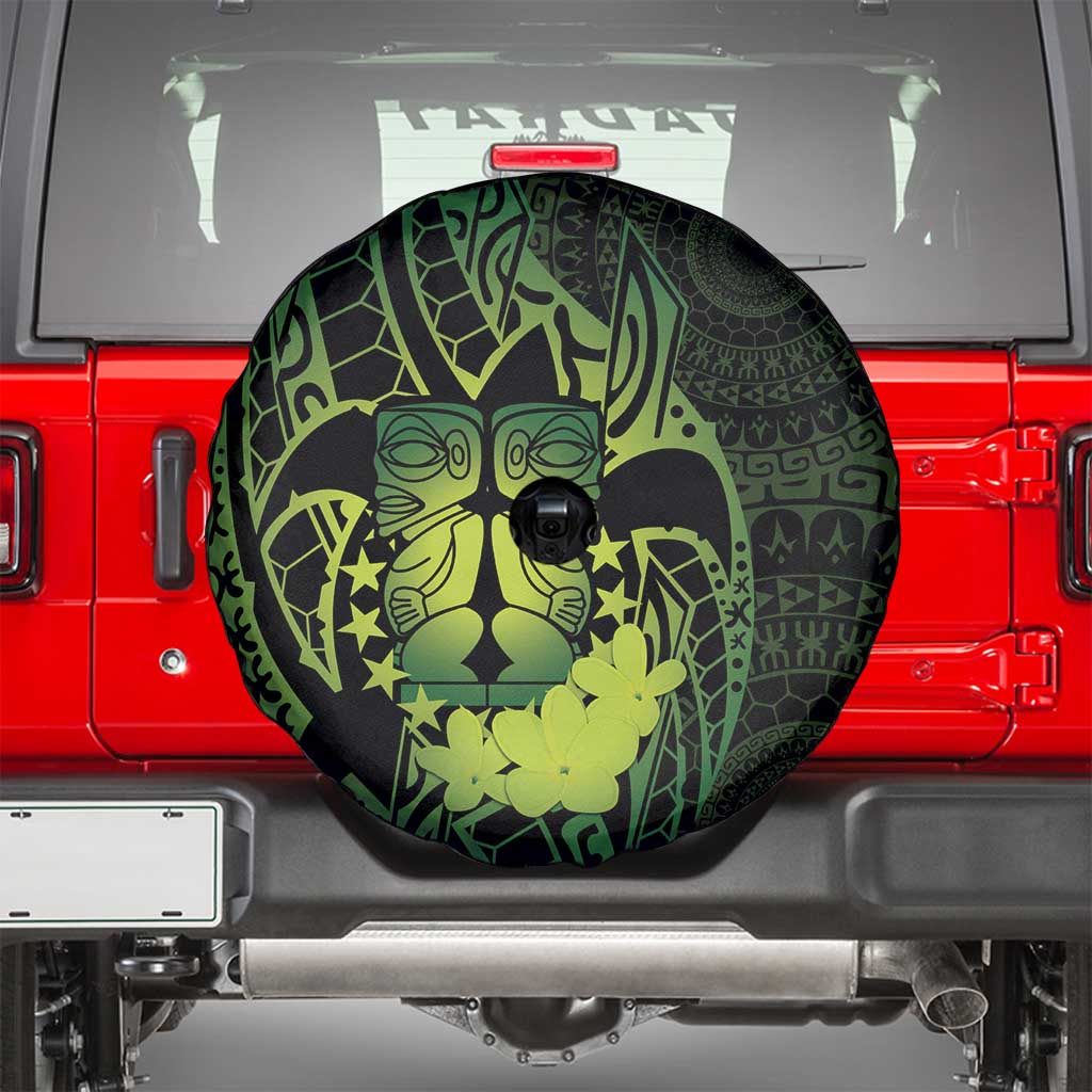 Kia Orana Kuki Airani Spare Tire Cover Cook Islands Tangaroa God Tatau Green