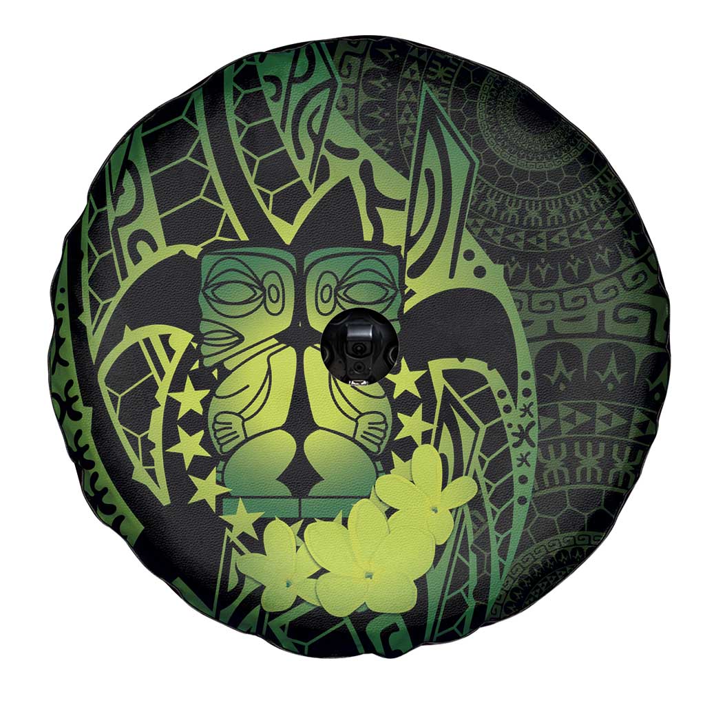 Kia Orana Kuki Airani Spare Tire Cover Cook Islands Tangaroa God Tatau Green