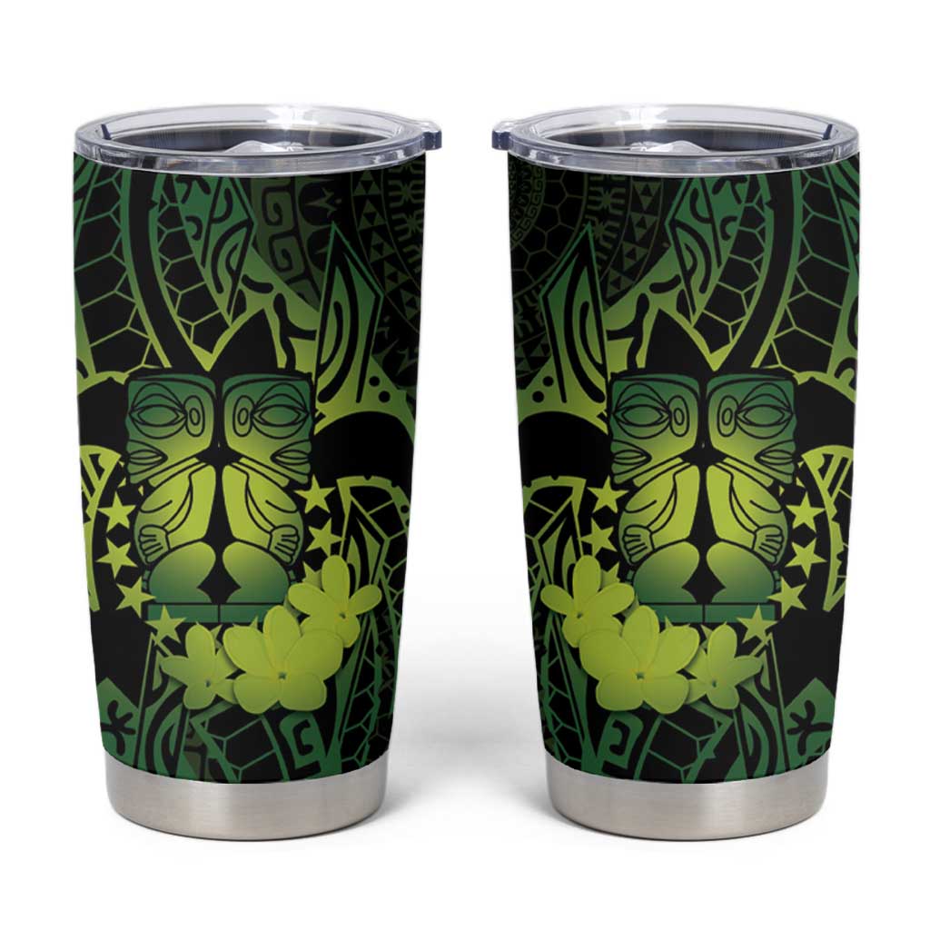 Kia Orana Kuki Airani Tumbler Cup Cook Islands Tangaroa God Tatau Green