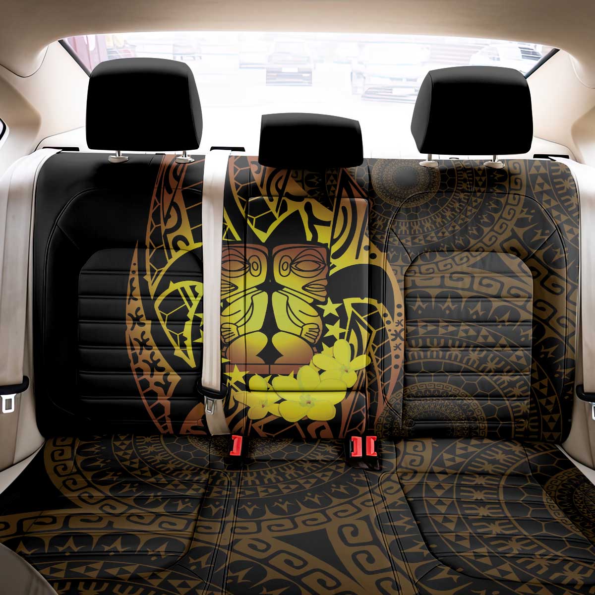Kia Orana Kuki Airani Back Car Seat Cover Cook Islands Tangaroa God Tatau Gold