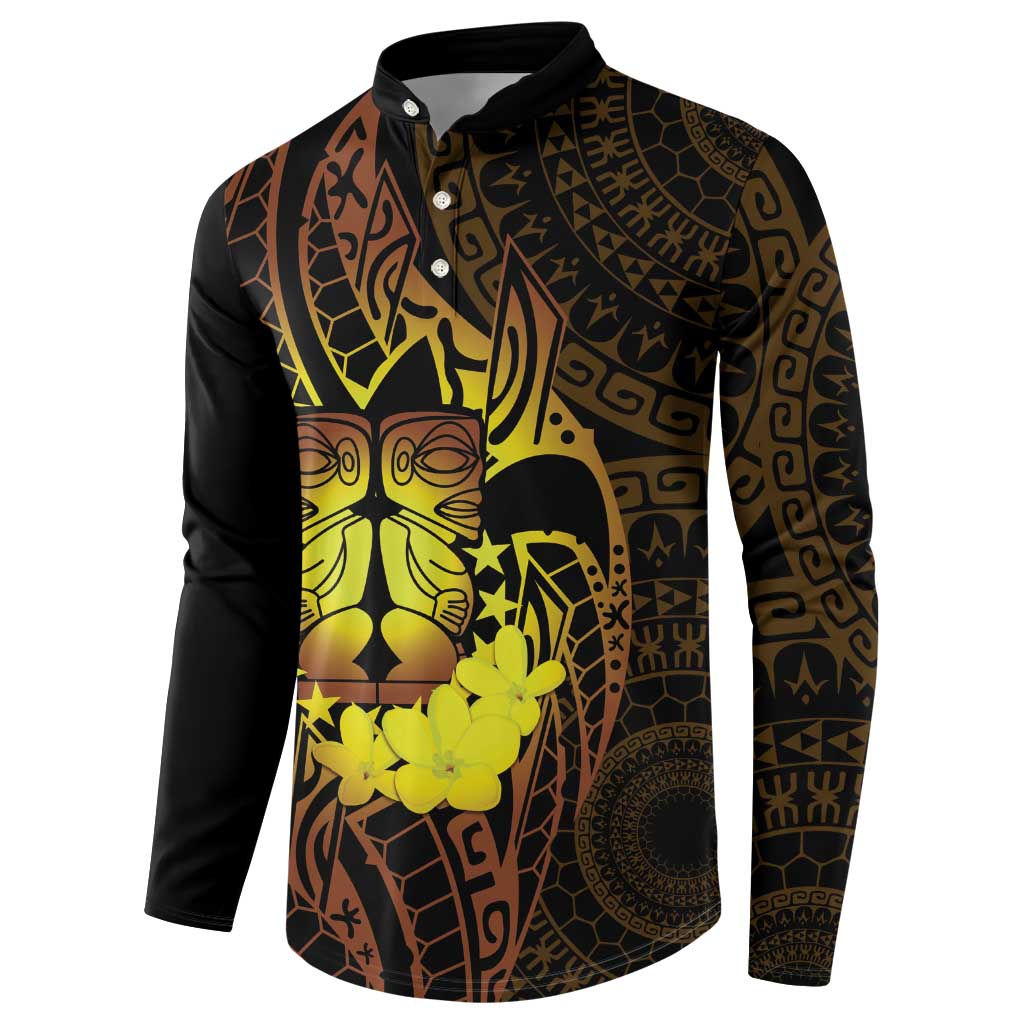 Kia Orana Kuki Airani Button Sweatshirt Cook Islands Tangaroa God Tatau Gold LT14 - Polynesian Pride