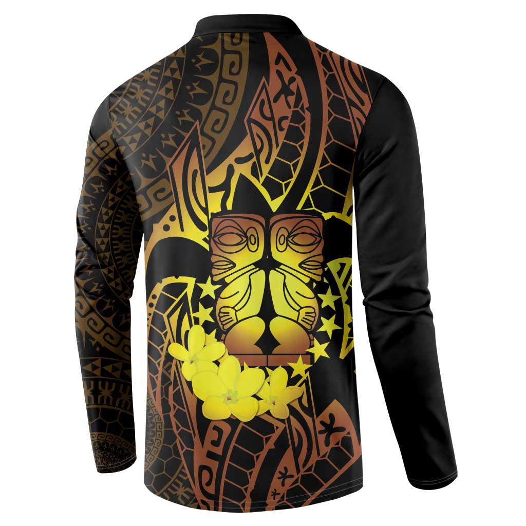 Kia Orana Kuki Airani Button Sweatshirt Cook Islands Tangaroa God Tatau Gold LT14 - Polynesian Pride