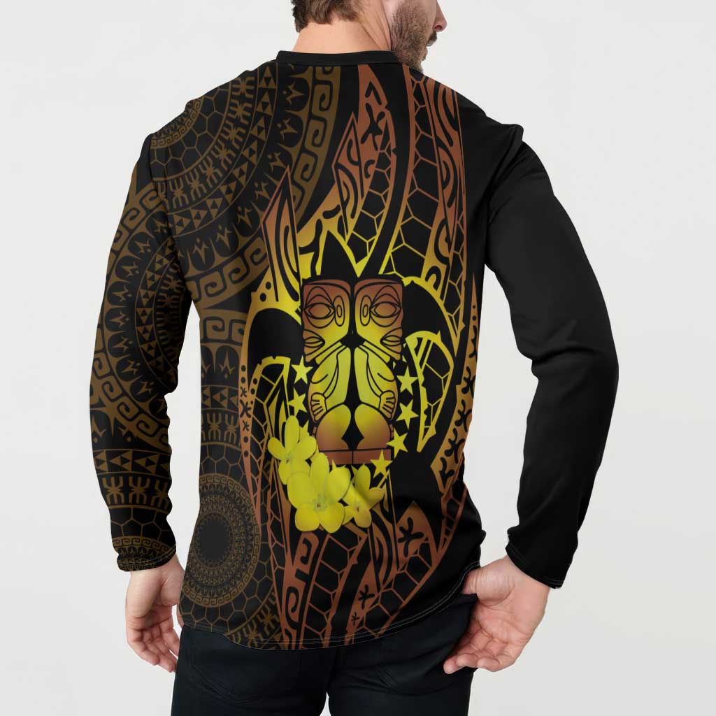 Kia Orana Kuki Airani Button Sweatshirt Cook Islands Tangaroa God Tatau Gold LT14 - Polynesian Pride