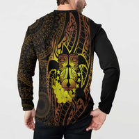 Kia Orana Kuki Airani Button Sweatshirt Cook Islands Tangaroa God Tatau Gold LT14 - Polynesian Pride
