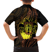 Kia Orana Kuki Airani Family Matching Off Shoulder Short Dress and Hawaiian Shirt Cook Islands Tangaroa God Tatau Gold LT14 - Polynesian Pride