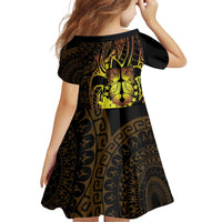 Kia Orana Kuki Airani Family Matching Off Shoulder Short Dress and Hawaiian Shirt Cook Islands Tangaroa God Tatau Gold LT14 - Polynesian Pride