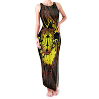 Kia Orana Kuki Airani Family Matching Tank Maxi Dress and Hawaiian Shirt Cook Islands Tangaroa God Tatau Gold