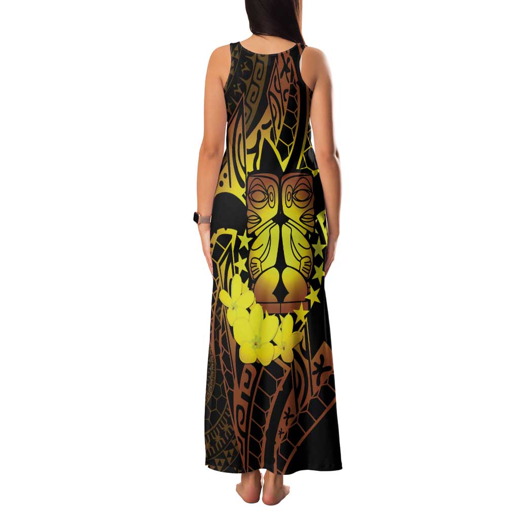 Kia Orana Kuki Airani Family Matching Tank Maxi Dress and Hawaiian Shirt Cook Islands Tangaroa God Tatau Gold