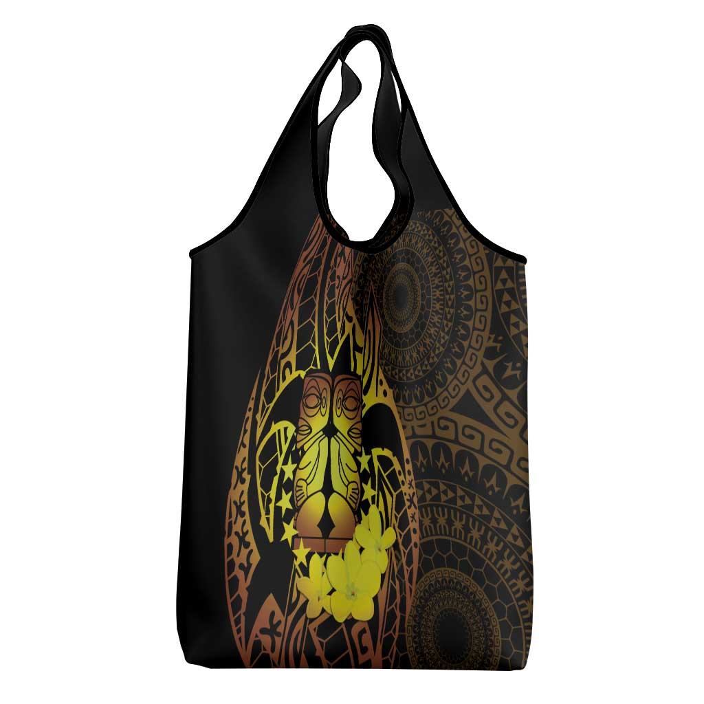 Kia Orana Kuki Airani Grocery Bag Cook Islands Tangaroa God Tatau Gold