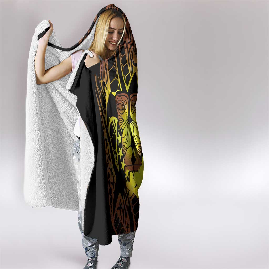 Kia Orana Kuki Airani Hooded Blanket Cook Islands Tangaroa God Tatau Gold LT14 - Polynesian Pride