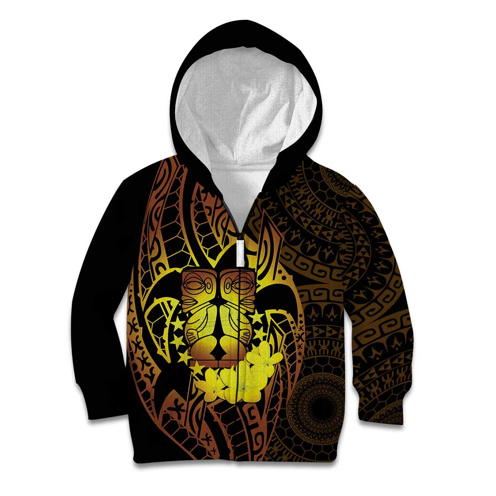 Kia Orana Kuki Airani Kid Hoodie Cook Islands Tangaroa God Tatau Gold