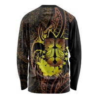 Kia Orana Kuki Airani Long Sleeve Shirt Cook Islands Tangaroa God Tatau Gold LT14 - Polynesian Pride