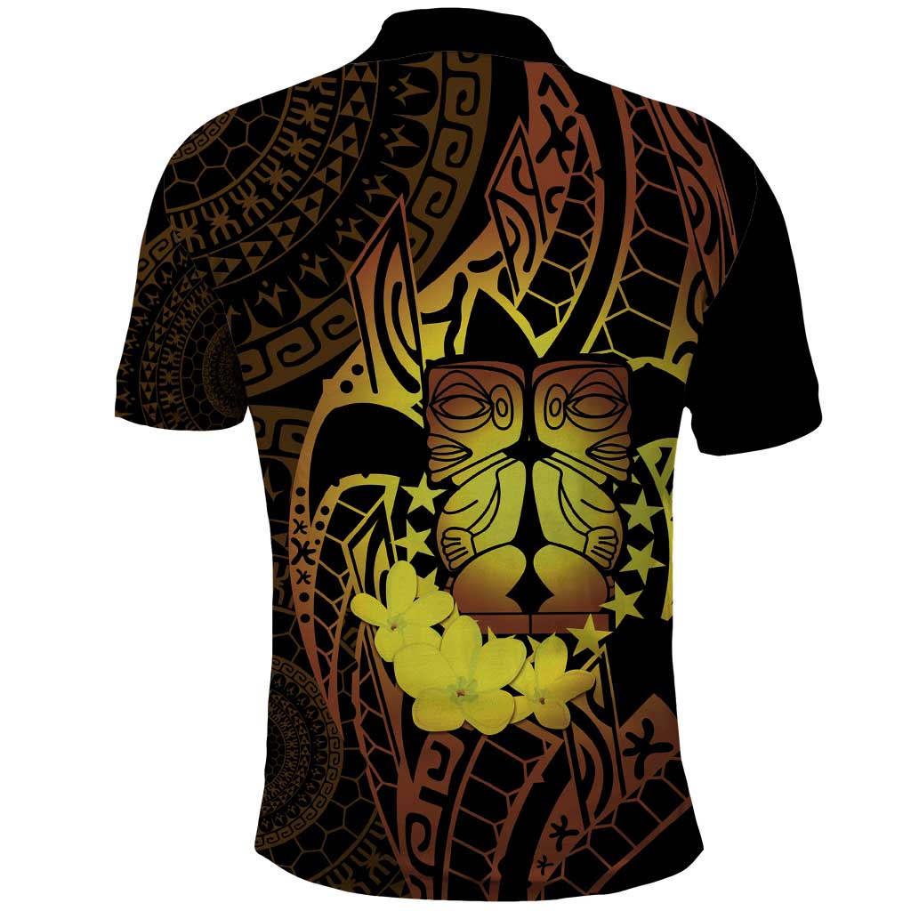 Kia Orana Kuki Airani Polo Shirt Cook Islands Tangaroa God Tatau Gold